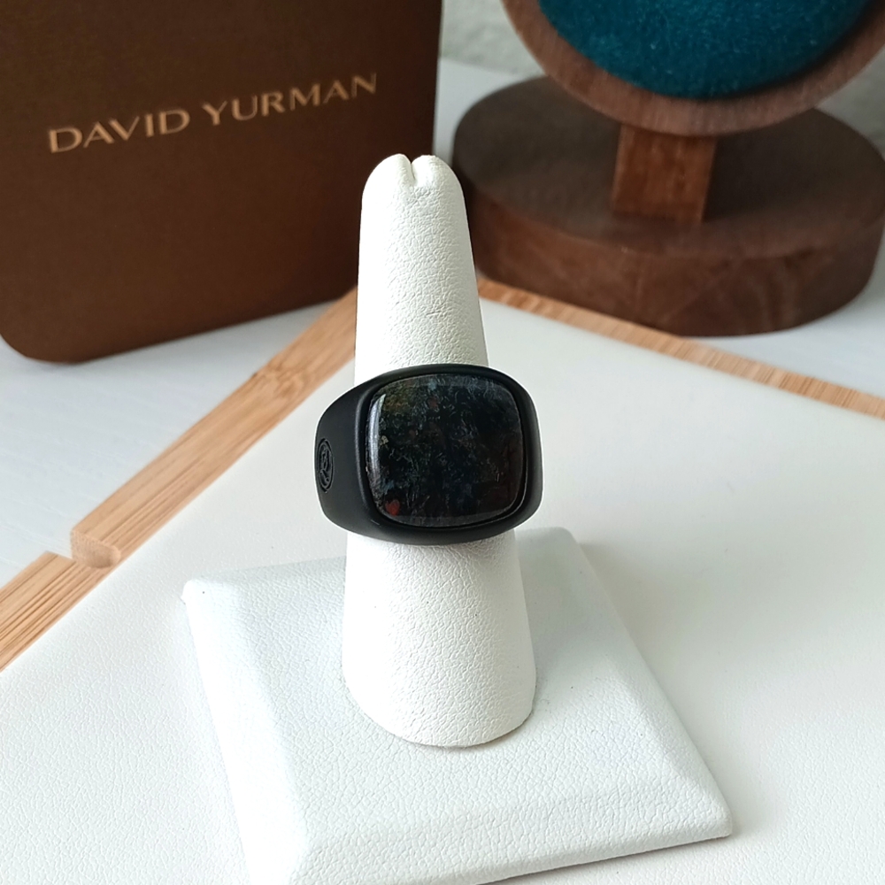 David Yurman Men's Titanium Pietersite Exotic Stone Ring Band Size 9US